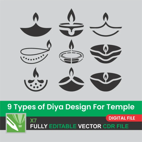 Diya Vector Design CDR File X7 | For CNC Laser & Print Use