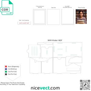 Laser Cut Pen Stand with Photo Frame Slot CDR File Download