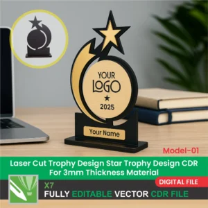 Laser Cut Trophy Design Star Trophy Premium Vector CDR File