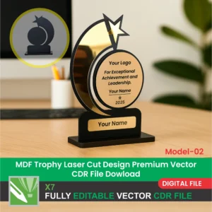 MDF Trophy Laser Cut Design Premium Vector CDR File Dowload