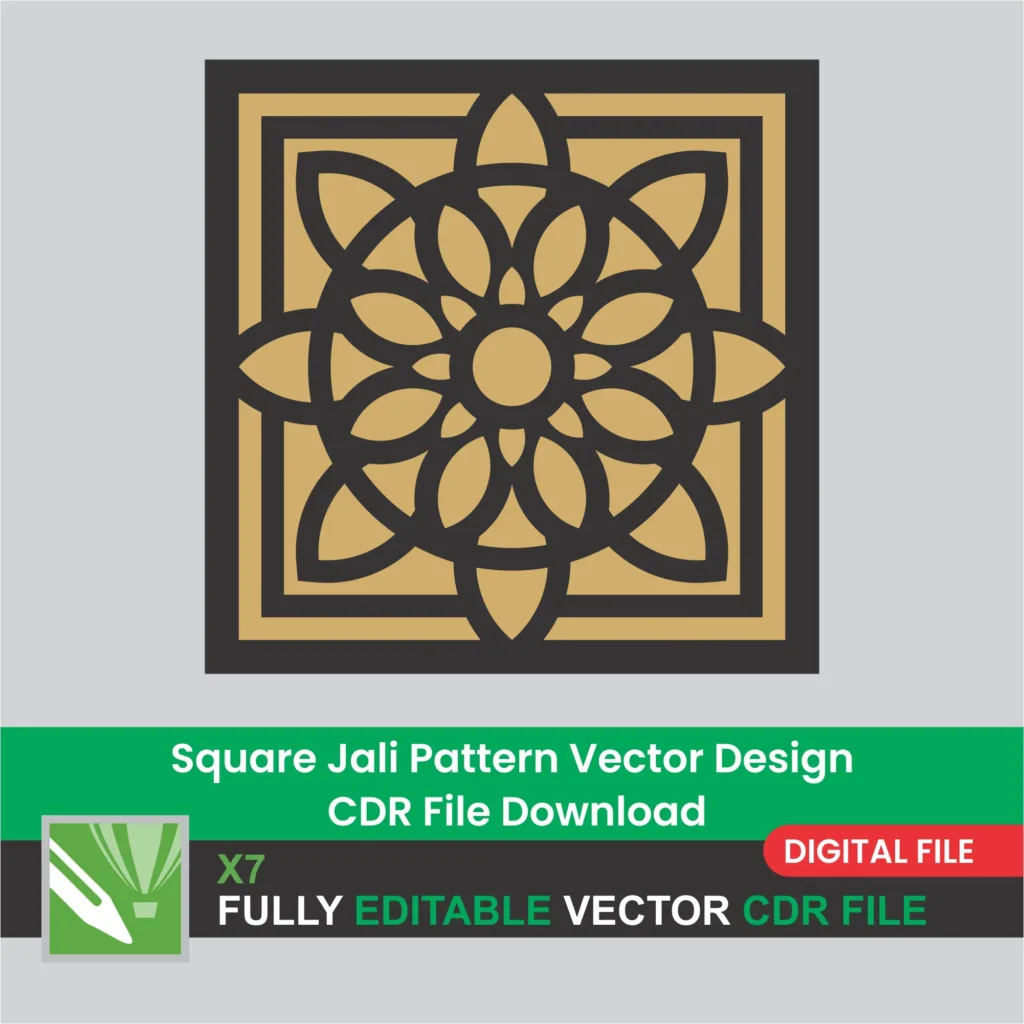 Square Jali Pattern Vector Design | CDR File Premium Download