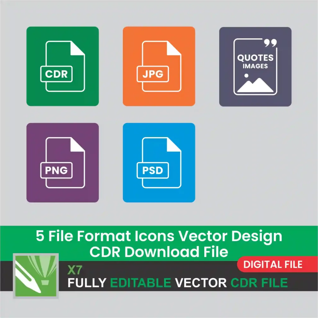5 File Format Icons Vector Design | CDR Download File