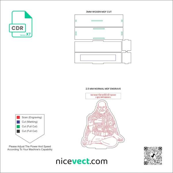 Neem Karoli Baba Laser Engraving Design Premium CDR File Galary Image