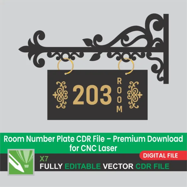Room Number Plate CDR File Premium Download for CNC Laser