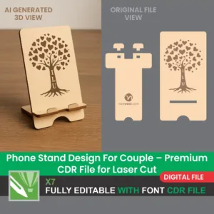 Phone Stand Design For Couple Premium CDR File for Laser Cut