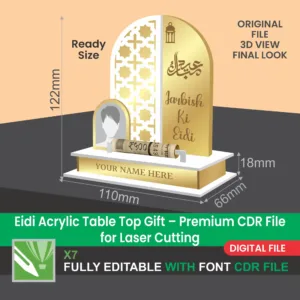 Eidi Acrylic Table Top Gift Premium CDR File for Laser Cutting