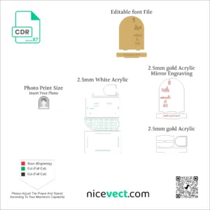 Eidi Acrylic Table Top Gift Premium CDR File for Laser Cutting Image 2