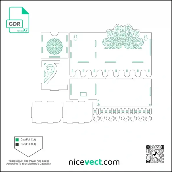 Laser Cut Key Hanger and Mobile Holder CDR File Download