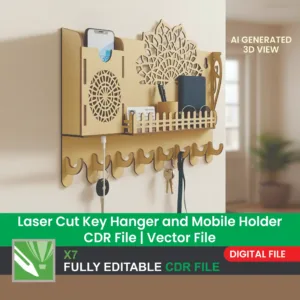 Laser Cut Key Hanger and Mobile Holder CDR File