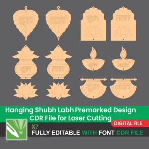 Laser Cut Shubh Labh Premarked Hanging Design CDR File