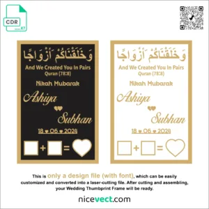 Wedding Thumbprint Frame Nikah Nama Design For Acylic Laser Cut