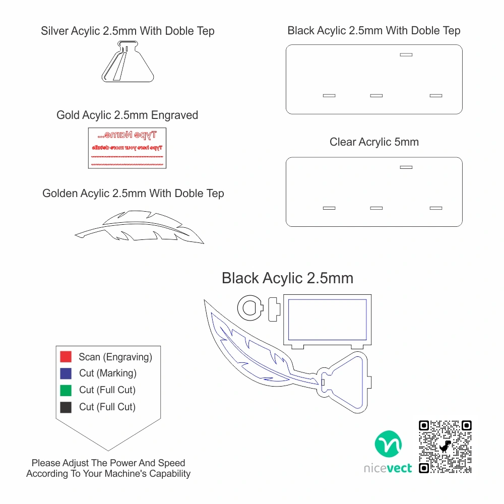 Office Desk Feather Name Plate CDR File Preview Images