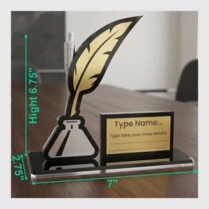 Office Desk Feather Name Plate CDR File Ready Size Images