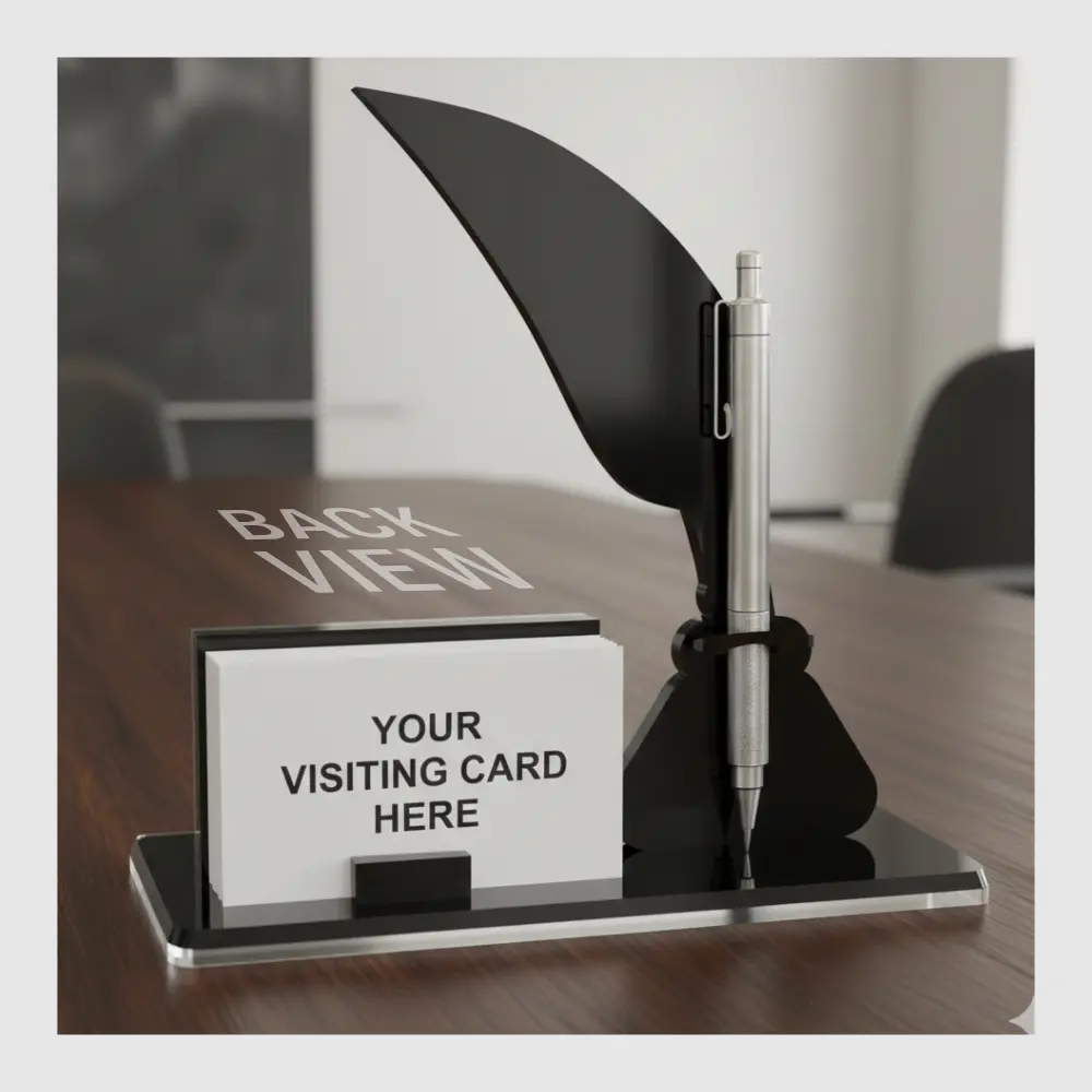 Office Desk Feather Name Plate CDR File for Laser Cutting Back Side View