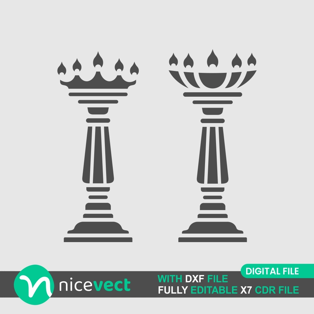 Mandir Lamp Vector CDR File – Temple Diya Design Download