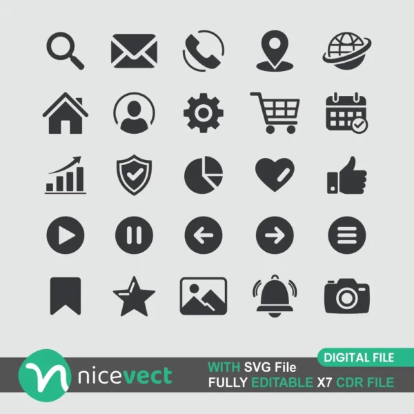 Universal UI Icons Pack (CDR + SVG) | Download Editable Glyph Icons for ...