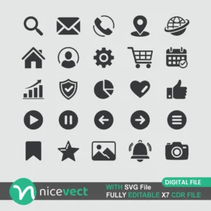 Download Universal UI Icons Pack in CDR and SVG formats. Editable glyph icons perfect for web, app, and graphic design projects. High-quality, ready-to-use icons for professional UI design