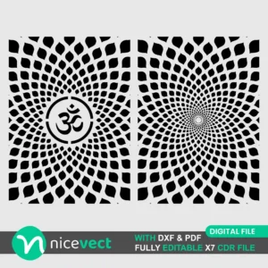 Download Om Jali Design for Mandir in editable CDR file. Perfect CNC & laser cutting design for mandir doors, panels and decorative work.