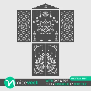Mandir CNC Jali Design for Home | Back Panel, Door & Mehrab CDR File Download
