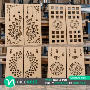 Mandir Door CNC Design Pack of 4 | CDR, DXF & PDF Files Download